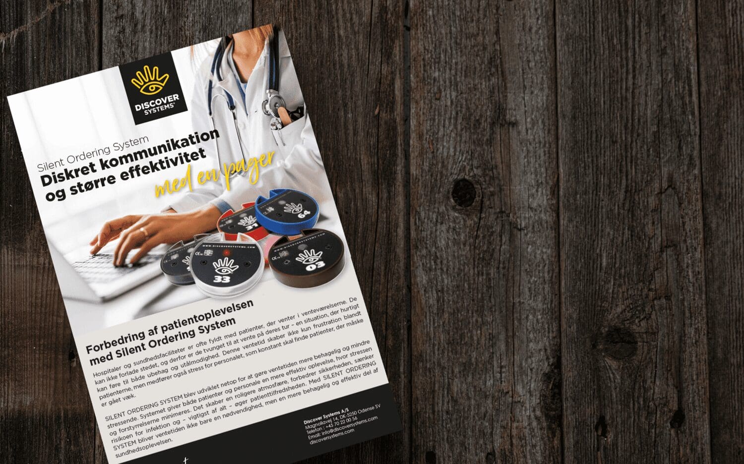 description of a calling system for Silent ordering system Patient Calling brochure
