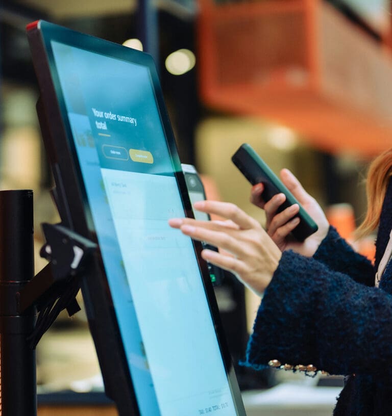 Restaurant self service ordering kiosk with pager notification system